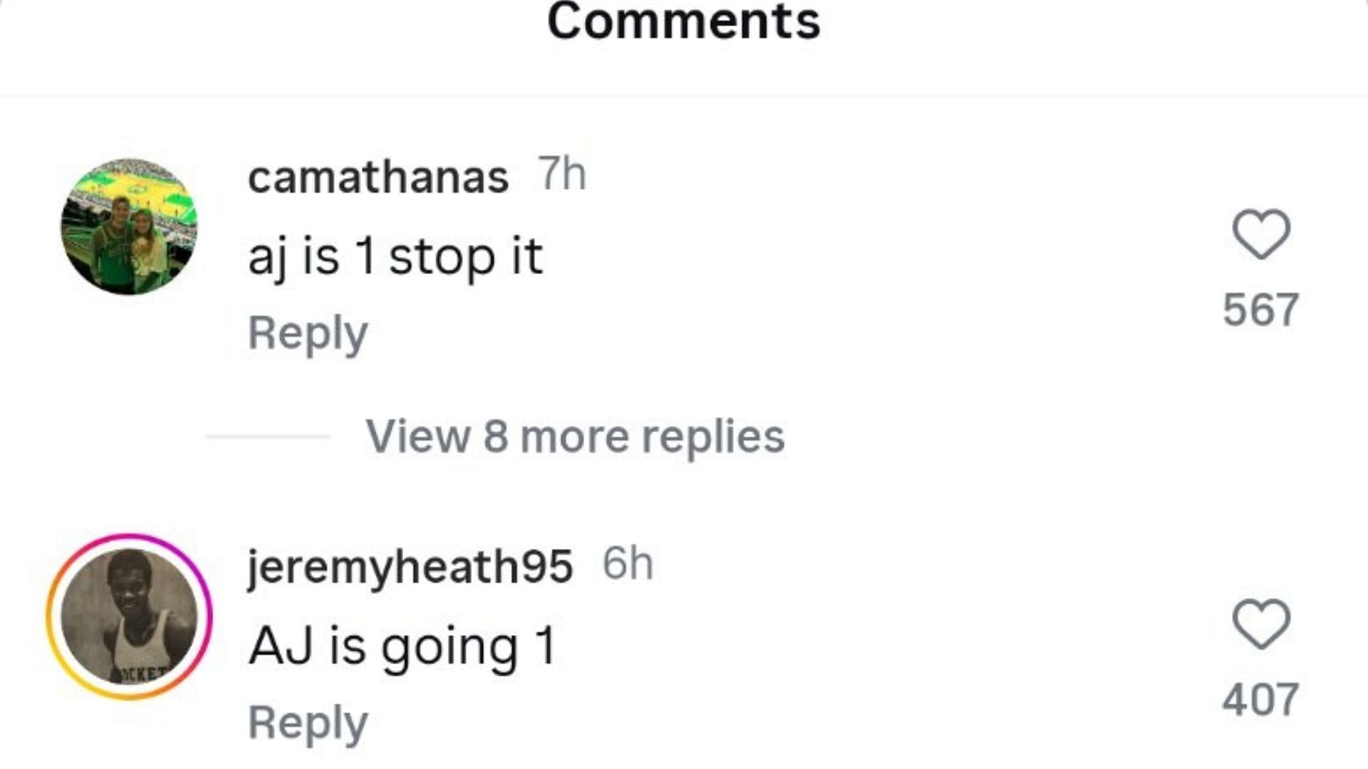 College hoops fans reacted to AJ Dybantsa not getting the No. 1 pick in Jonathan Wasserman's 2026 NBA mock draft. Source: Instagram/@br_hoops